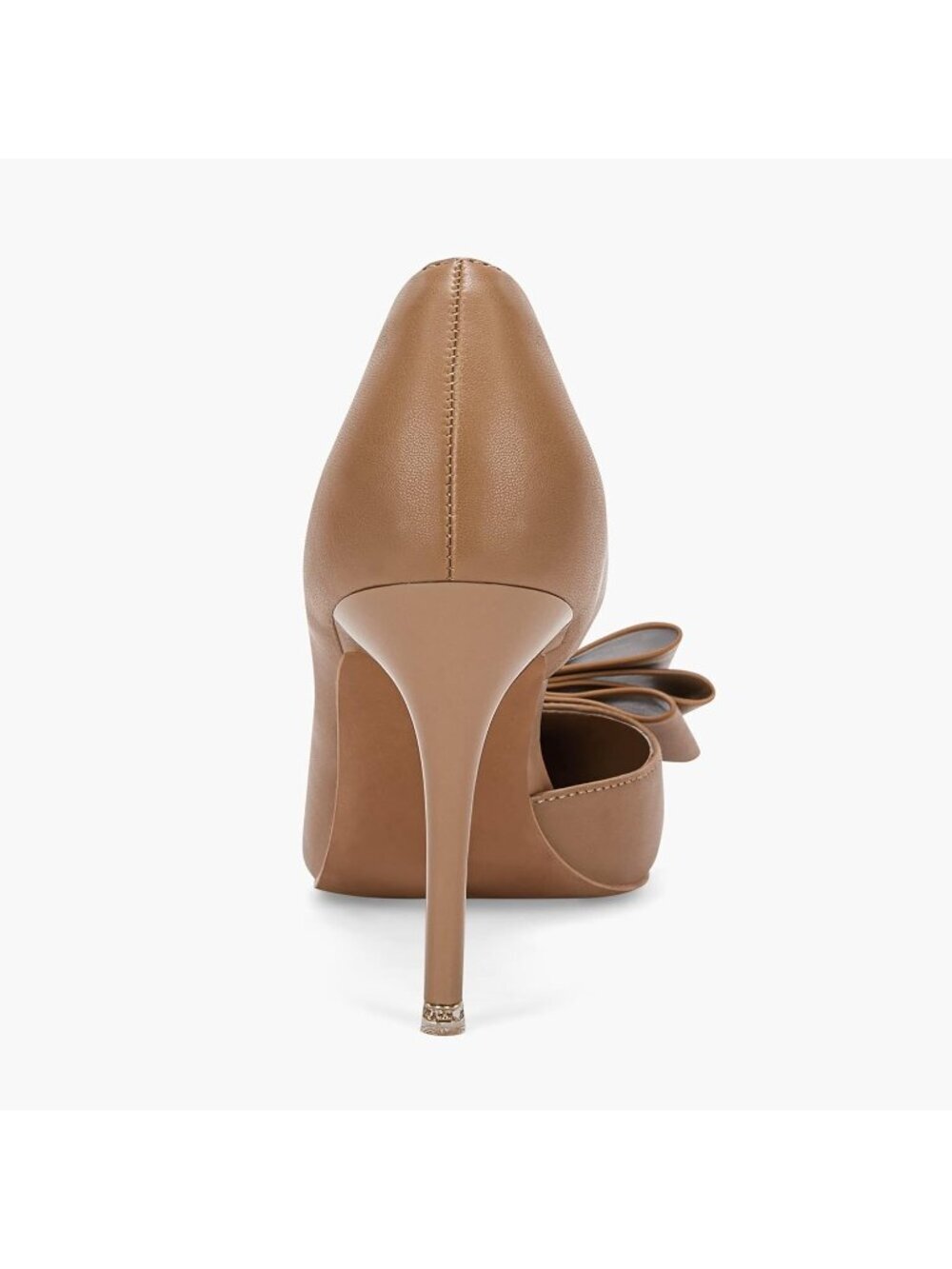 Women's Coffee Pointed Toe Closed Stiletto Slip On Bow Imported Heels Shoes - Picture 6 of 6